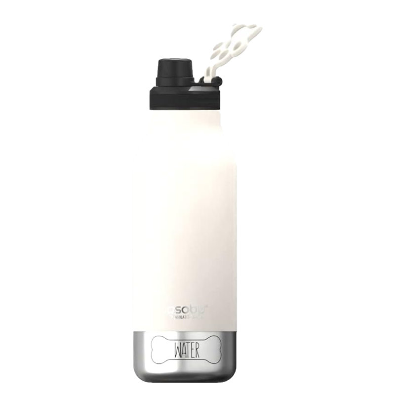 Asobu 1005ml Double Wall Insulated Stainless Steel Water Bottle, White;Black