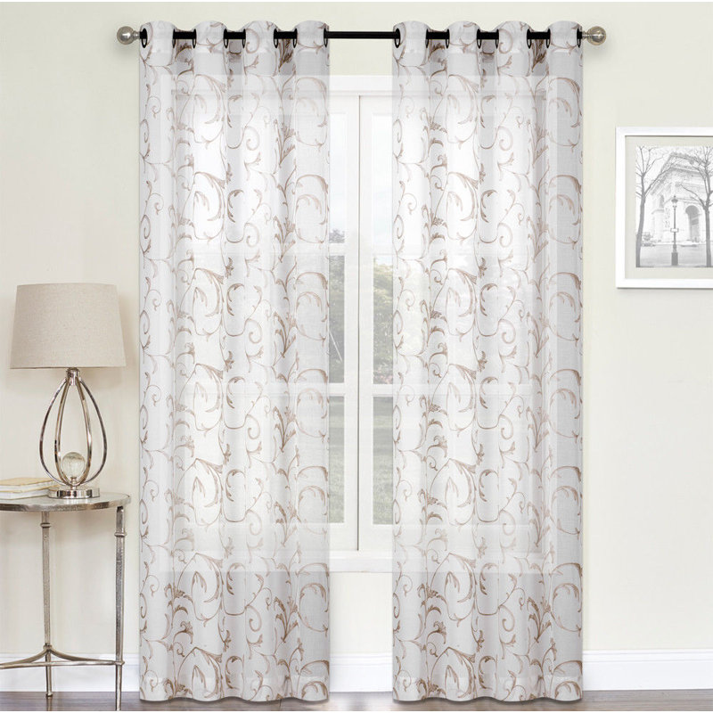 Allonah Semi Sheer Curtain Pair, Taupe