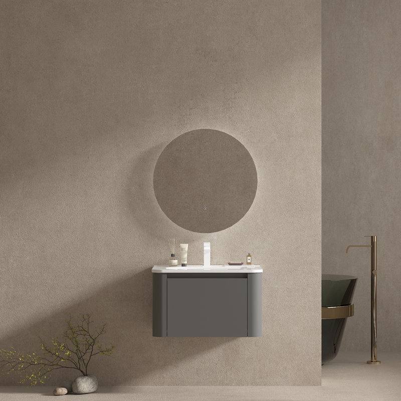 Meuble-lavabo mural flottant avec comptoir en céramique, 24"