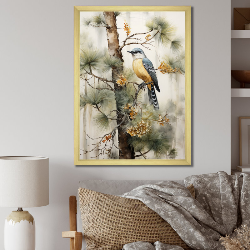 Forêt, gardiens du minimalisme III - décoration murale forêt, H 40 po x l 30 po x P 1,5 po, Cadre doré simple