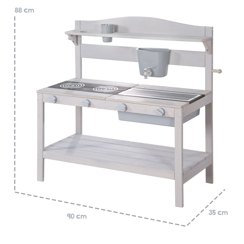 Outdoor Mud Kitchen - Massive Wood - Grey