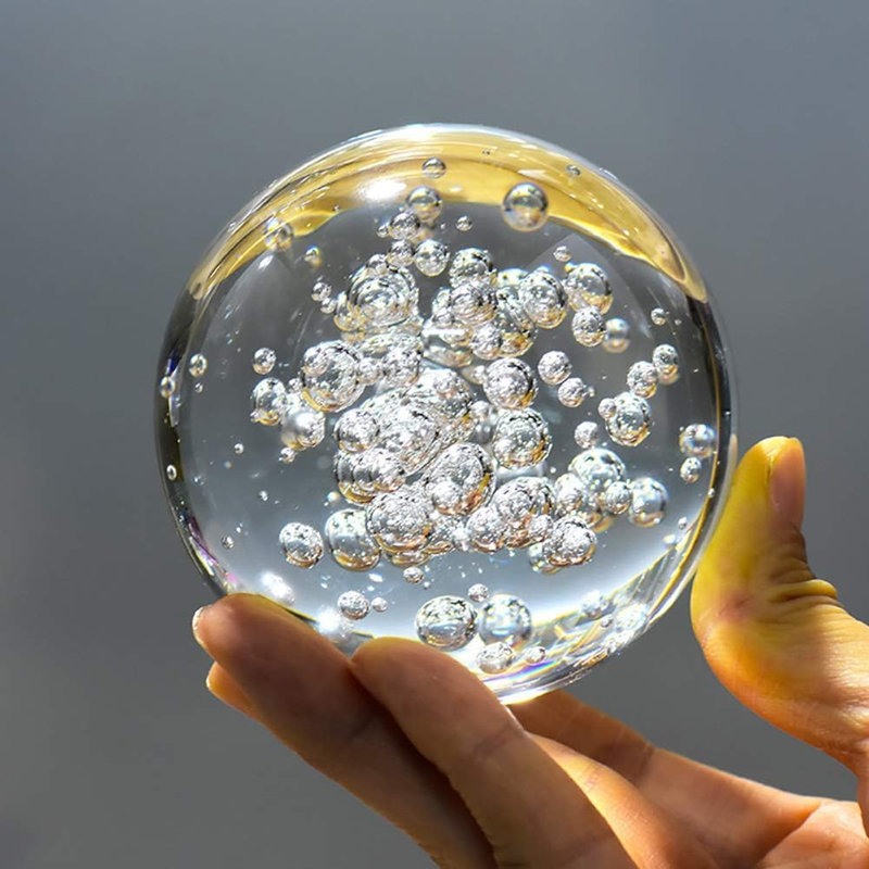 Boule de cristal décorative en verre - Orbe de voyance avec support, bulle de 5,8 cm