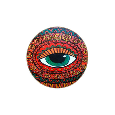 Colorful Eye Themed Woven Base Machine Washable Rug