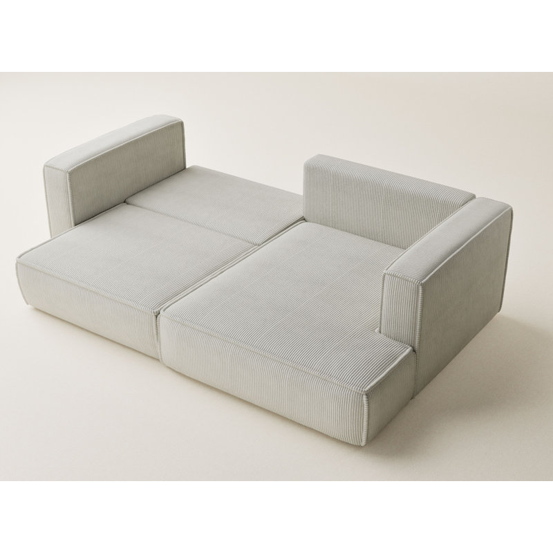 Four-Seater Corner Sofa With Bed Function, Right Hand Facing, Cream Polyester/Velvet