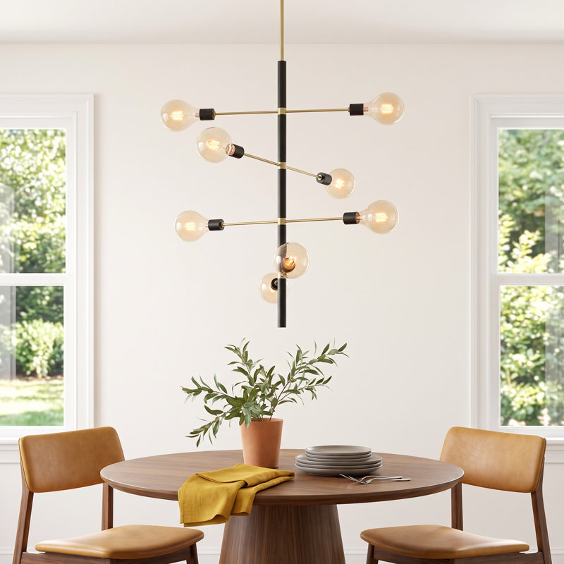 Christopher 8 - Light Sputnik Modern Linear Chandelier, Aged Brass