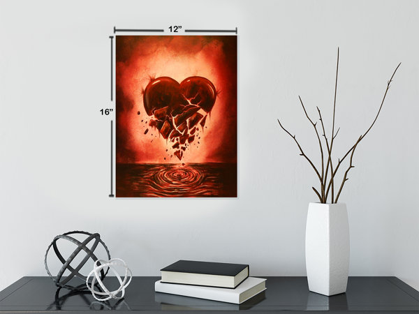Ebern Designs Love Lost Broken Heart On Canvas Print
