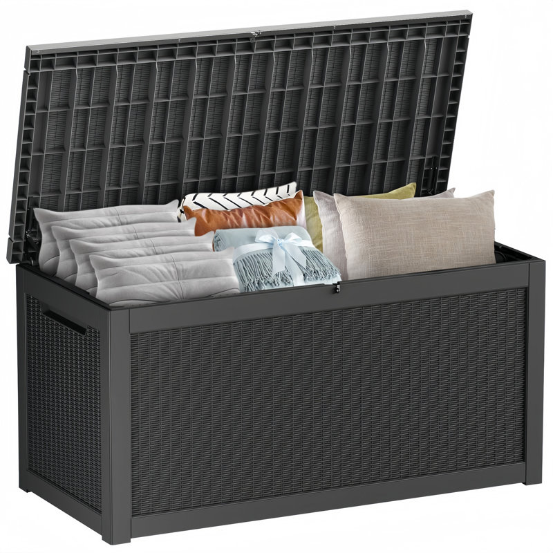 Yardgrace 320 Gallons Water Resistant Resin Lockable Deck Box, Black