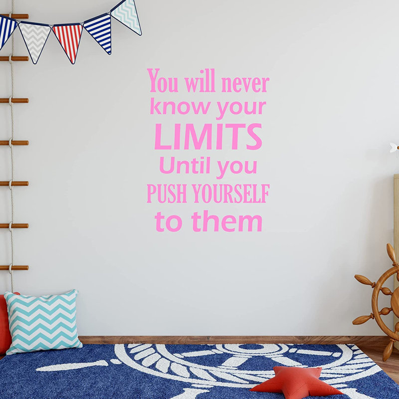 Adhésif décoratif «You Will Never Know Your Limits», Rose, H 22 po x l 16 po
