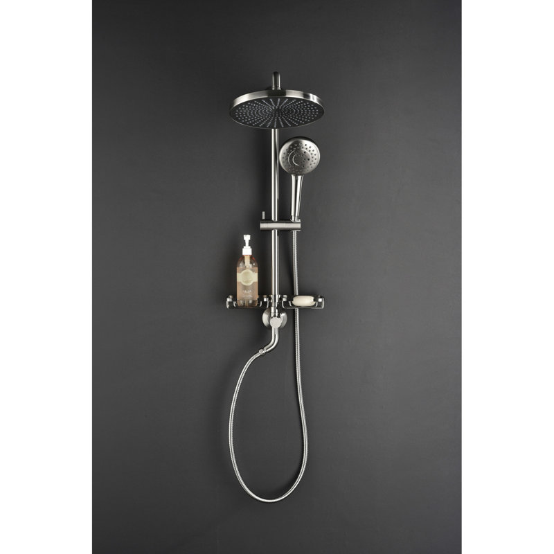Brushed Nickel Shower Collection With 10" Rainfall Showerhead, 4 Hand Shower, Adjustable Slide Bar And Soap Dish Simulated Rain Showerhead Bar, Dish, Bathroom Fixture
