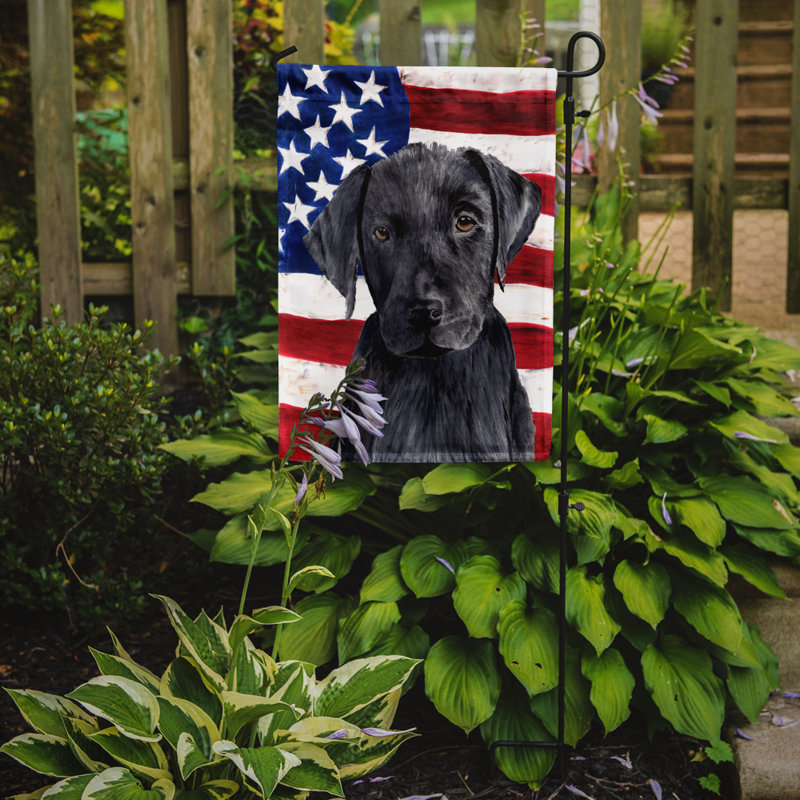 2 côtés en polyester de 2 côtés american drapeau de jardin, Jaune / blanc labrador