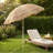 6.1ft Octagonal Thatch Beach Umbrella With Base And Adjustable Height