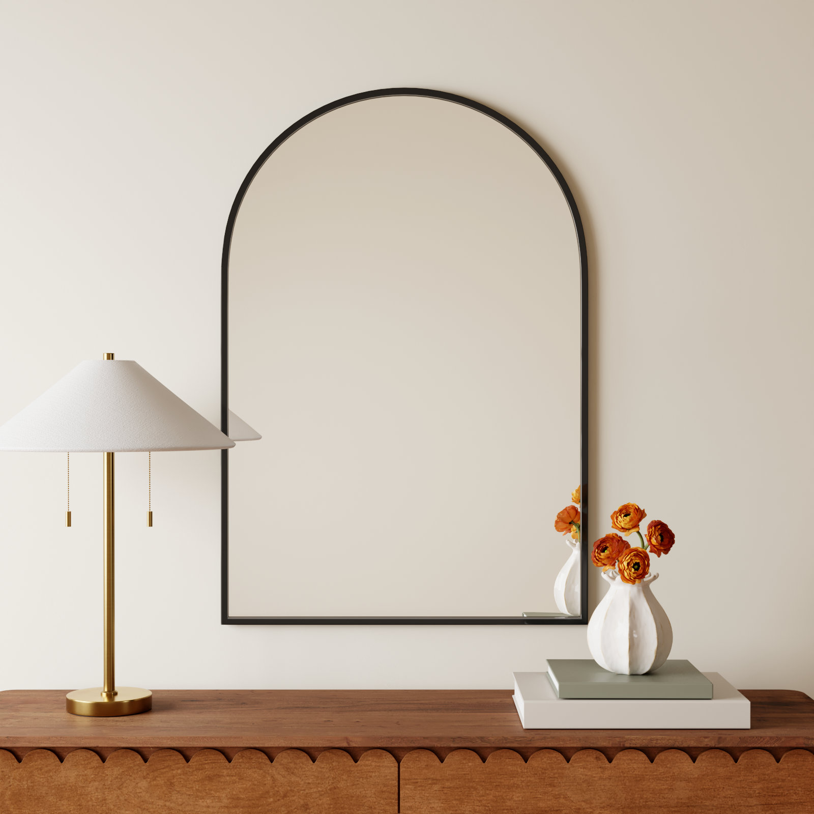 Sabine Metal Arch Wall Mirror, 40" x 27", Black