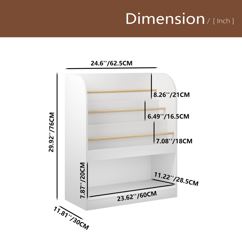 Kids Bookshelf With Open Storage, Front-Facing Children's Bookcase, Multi-Tier Wooden Book Display Shelf