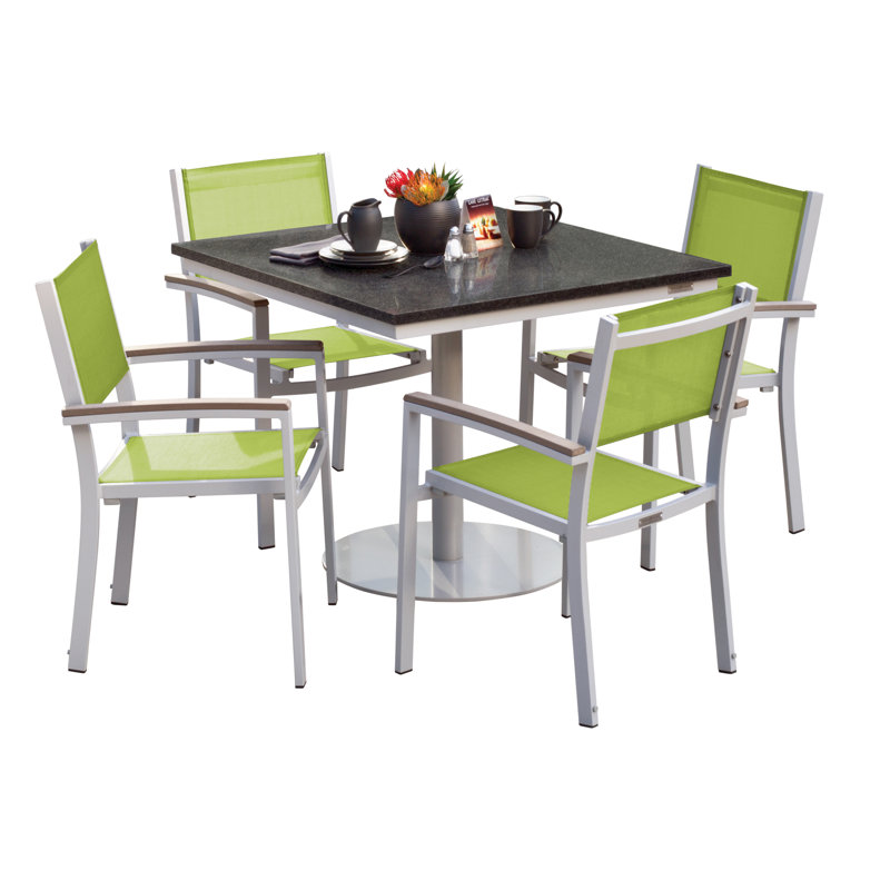Travira Stacking Patio Dining Chair, Go Green, Tekwood Vintage, Flint