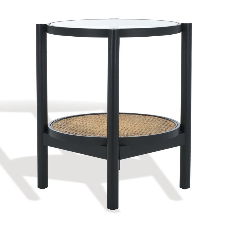 Karyna Glass End Table, Black