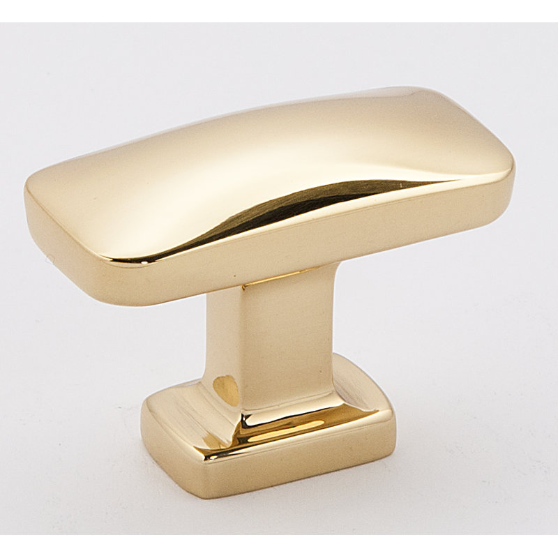 Unlacquered Brass Rectangular Cabinet Knob with Mounting Hardware