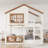 Full Size Bunk Bed/Loft Bed With Bookshelf, House Design, High-Quality Safety Fencing,Beige & Natural-203083941-203083938