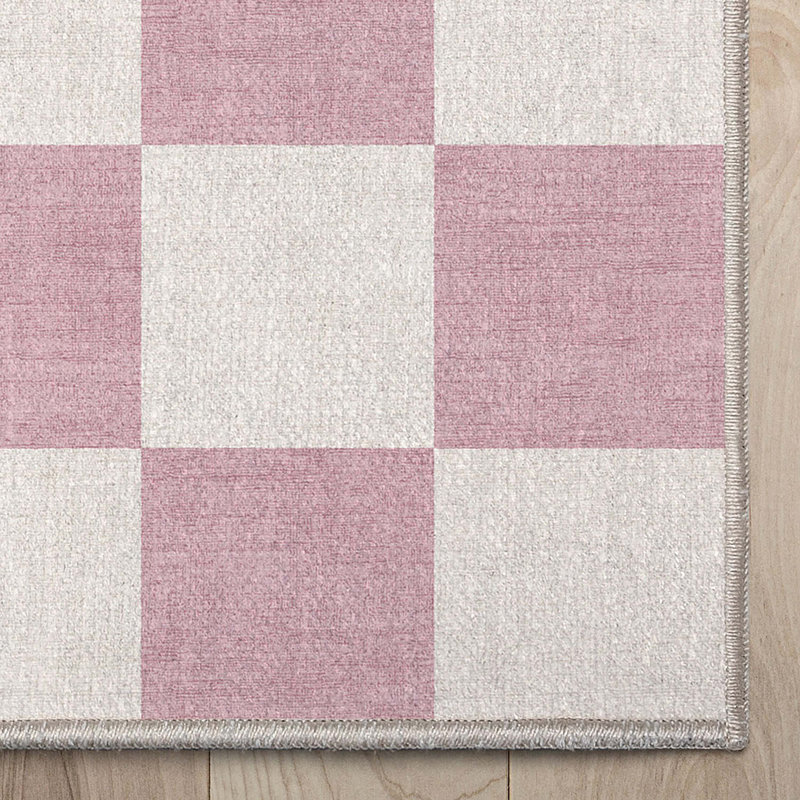 Tapis rose en polyester tissé à la machine Kehr, Tapis de couloir 2 pi x 5 pi