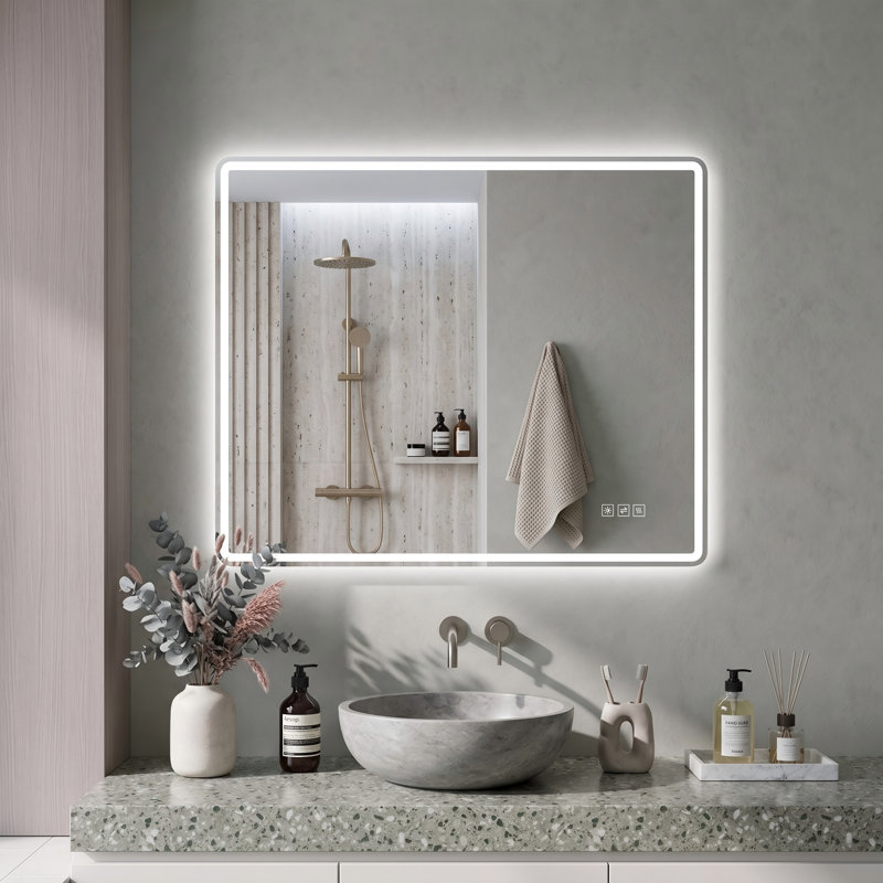 Miroirs d'appoint muraux et à DEL à intensité variable, salle de bain moderne en verre 24 x 32