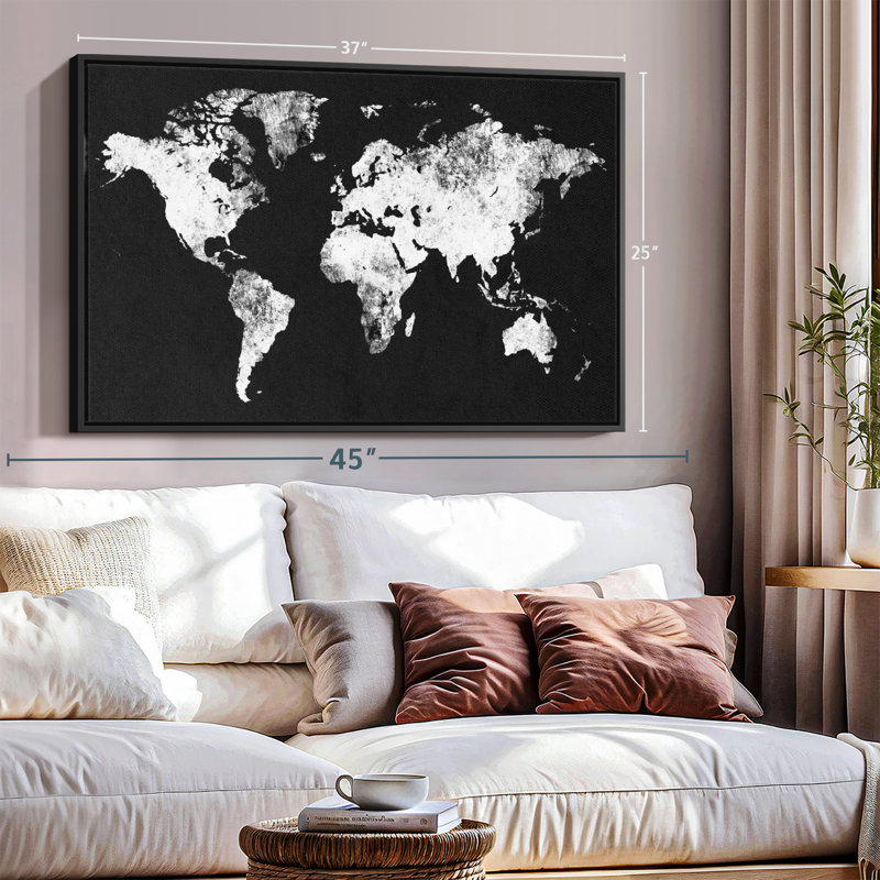 "Art mural carte noir et blanc", H 25 po x l 37 po