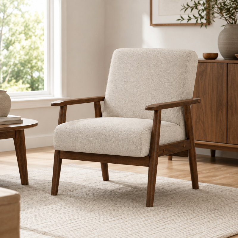 Chaise d'appoint rembourrée Bridgeview, Beige Linen