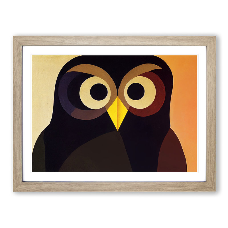 Owl - Framed Print, 46cm H x 64cm W, Oak Framed