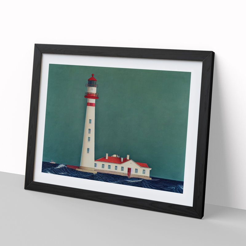 Impressive Lighthouse - Single Picture Frame Print, 34cm H x 46cm W x 2cm D, Black
