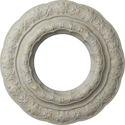 Endurathane Lisbon Ceiling Medallion, 15 3/8"OD x 7"ID x 1"P (Fits Canopies up to 7"), Hand-Painted Pot of Cream Crackle Finish