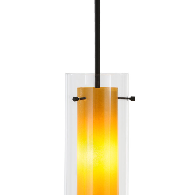 Amber and Clear Glass Bronze Mini Pendant Light