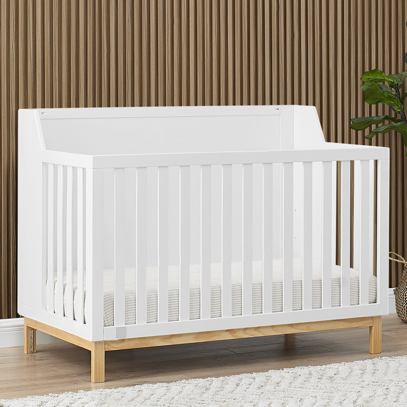Bianca White and Natural Pine 6-in-1 Convertible Crib