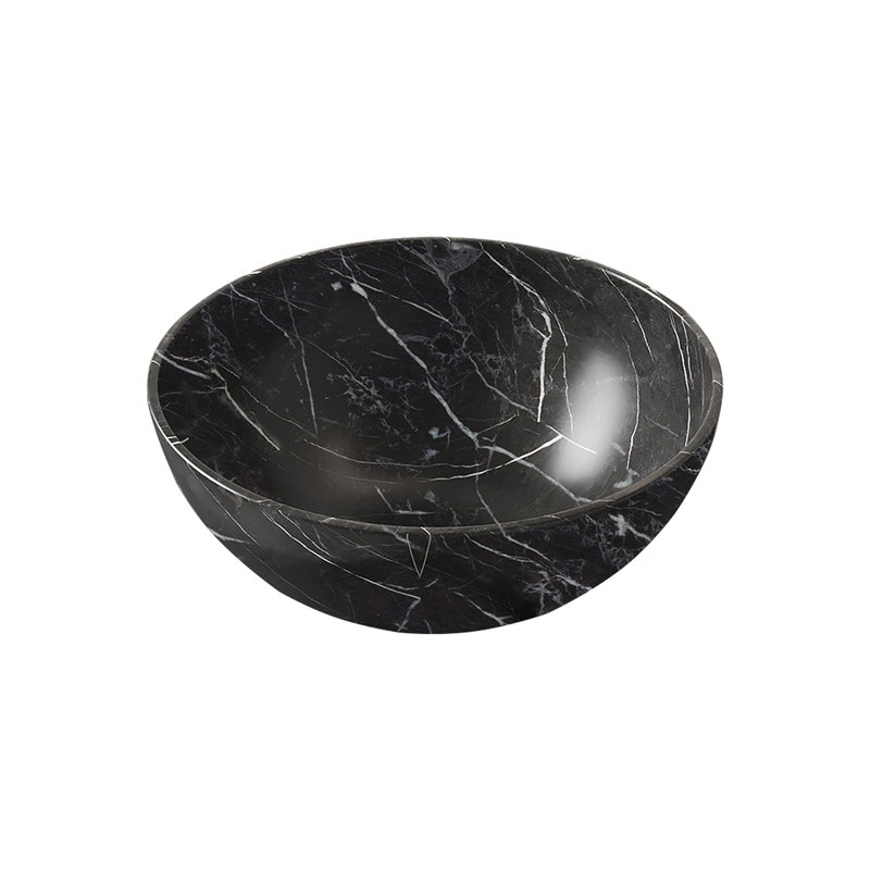 14'' Bathroom Bowl Ceramic Sink With Stone Pattern, No Faucet, Matte Black