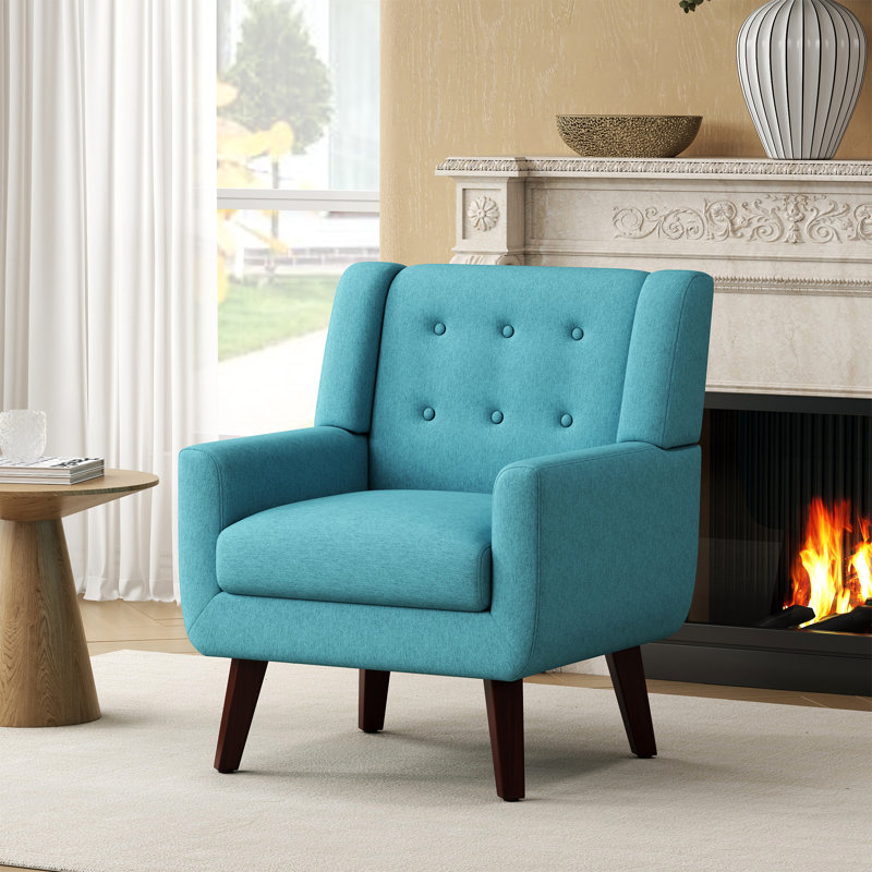 Mid-Century Modern Accent Chair Set Of 2, Lake Blue, 2