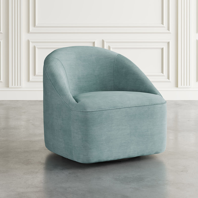 Casimira 30'' Wide Swivel Barrel Chair, Teal Polyester