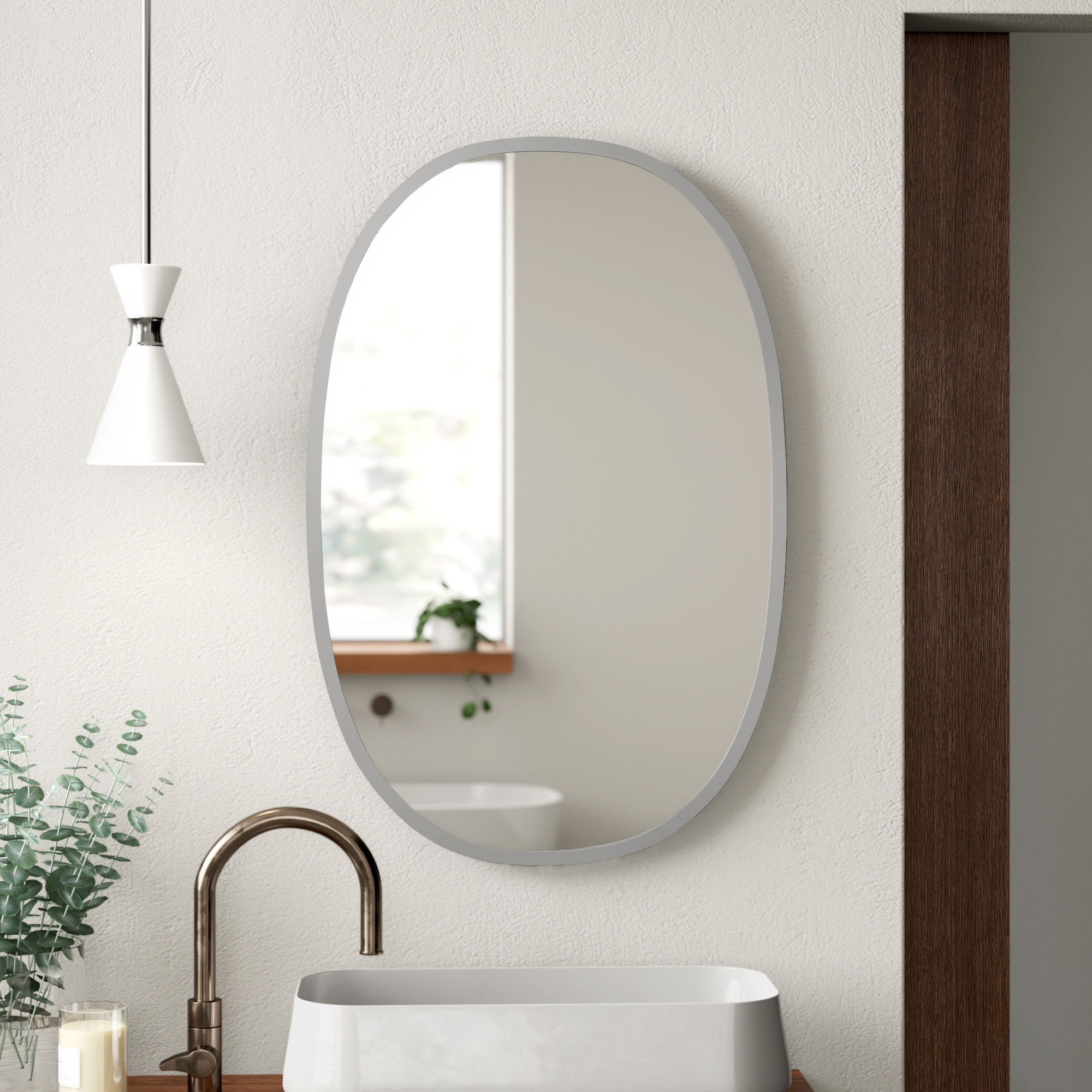 Hub Rubber Mirror, Gray, 36" x 24"