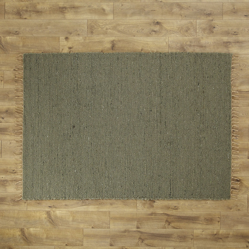 Tapis olive tissé à la main Brogan, Rectangle 3 pi 5 po x 5 pi 5 po