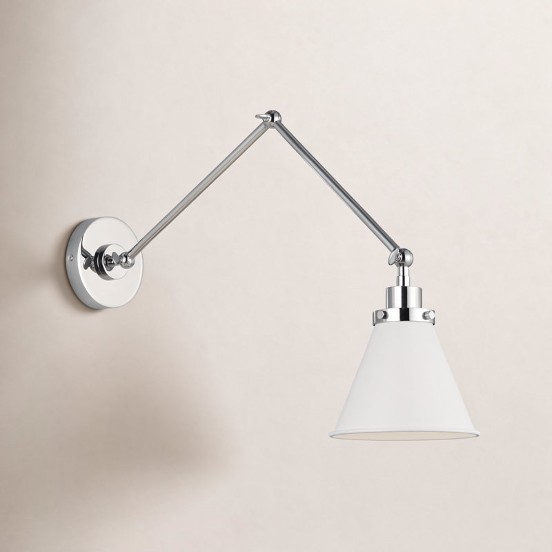 Swing Arm Sconce, Silver, White