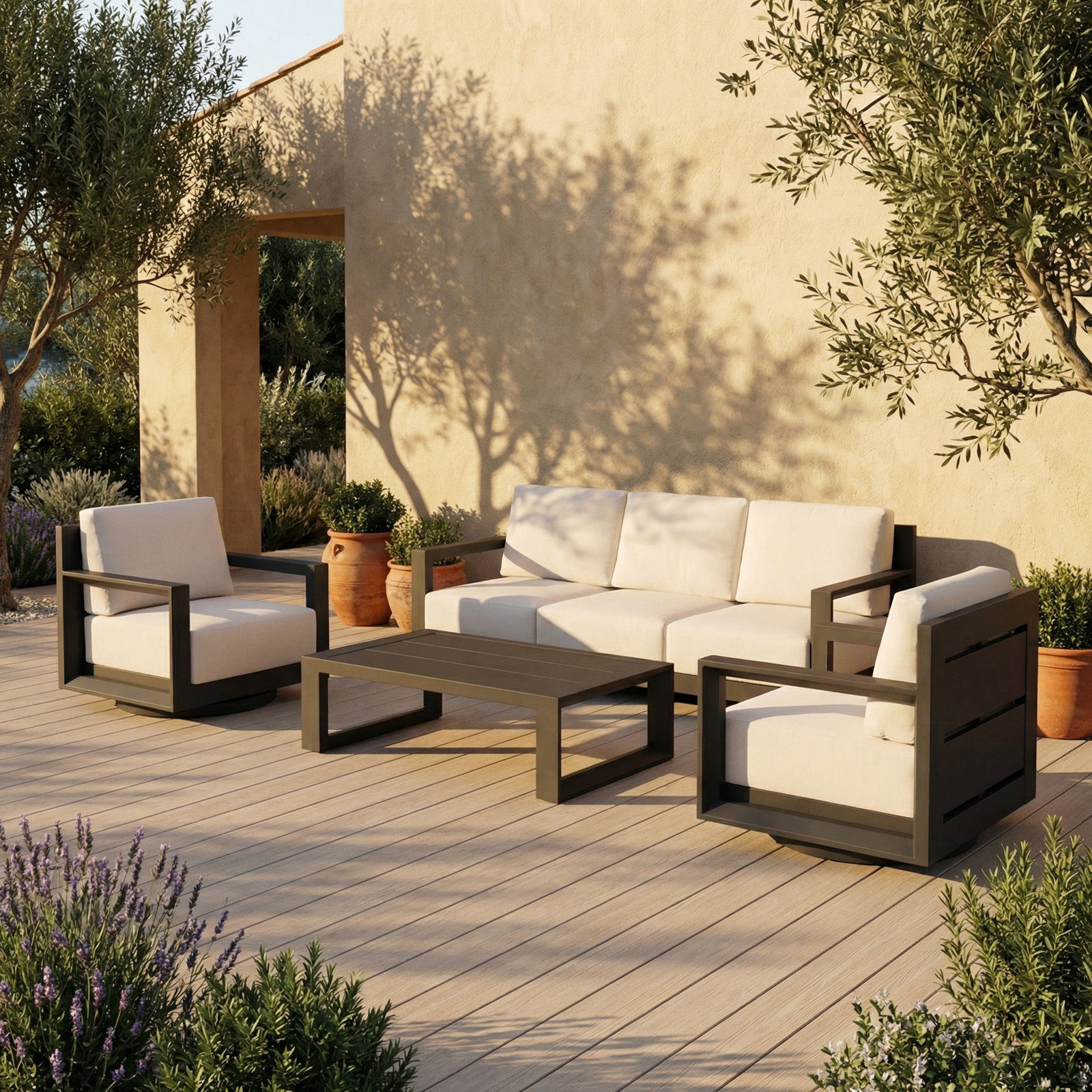 Aden 5-Person Patio Seating Group, Cream
