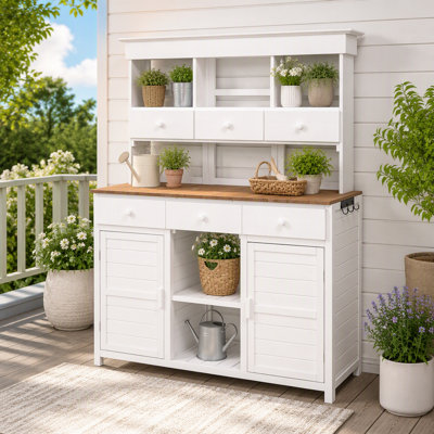 65.7" Tall Garden Potting Bench with 6 Drawers and 3 Shelves