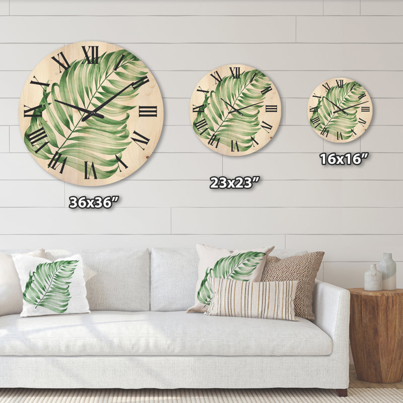 Horloge murale en bois Tropical Leaf of Monstera II, Grand
