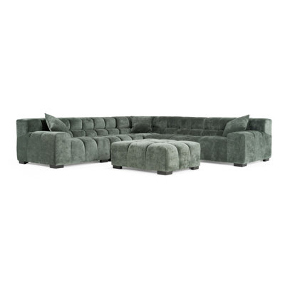 Ludwig - Canapé modulaire moderne en tissu vert foncé