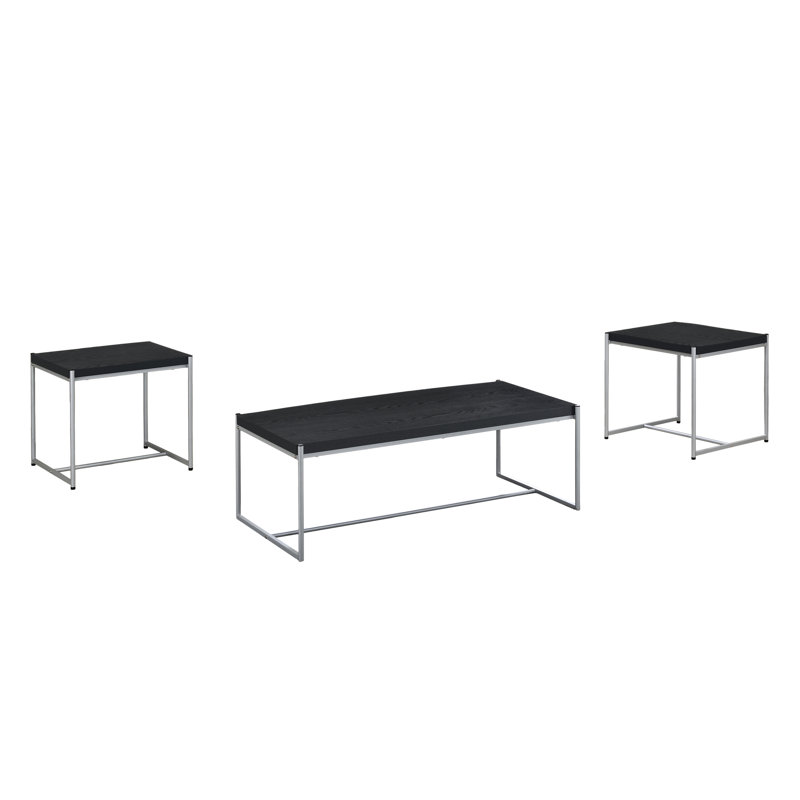 Ensemble de 3 tables basses noires avec pieds tubulaires en acier et tables d'appoint légères pour l'ameublement intérieur 3 pièces By Surfaces Structures