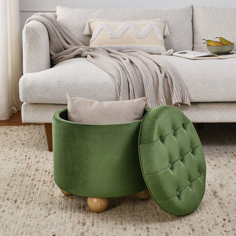 Repose-pieds rond avec rangement, repose-pieds rond en flanelle multifonctionnel, couvercle pouvant être retourné comme plateau de table, avec espace de rangement