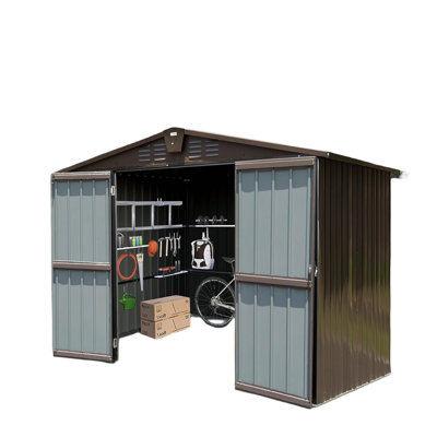 Storage Shed 10'X8', Metal Tool Sheds Storage House With Lockable Double Door,Large Bike Shed Waterproof