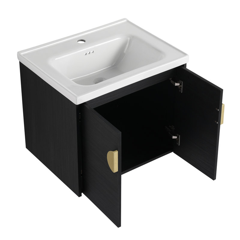 Meuble-lavabo à fermeture en douceur 24 po avec lavabo, Châtaignier noir