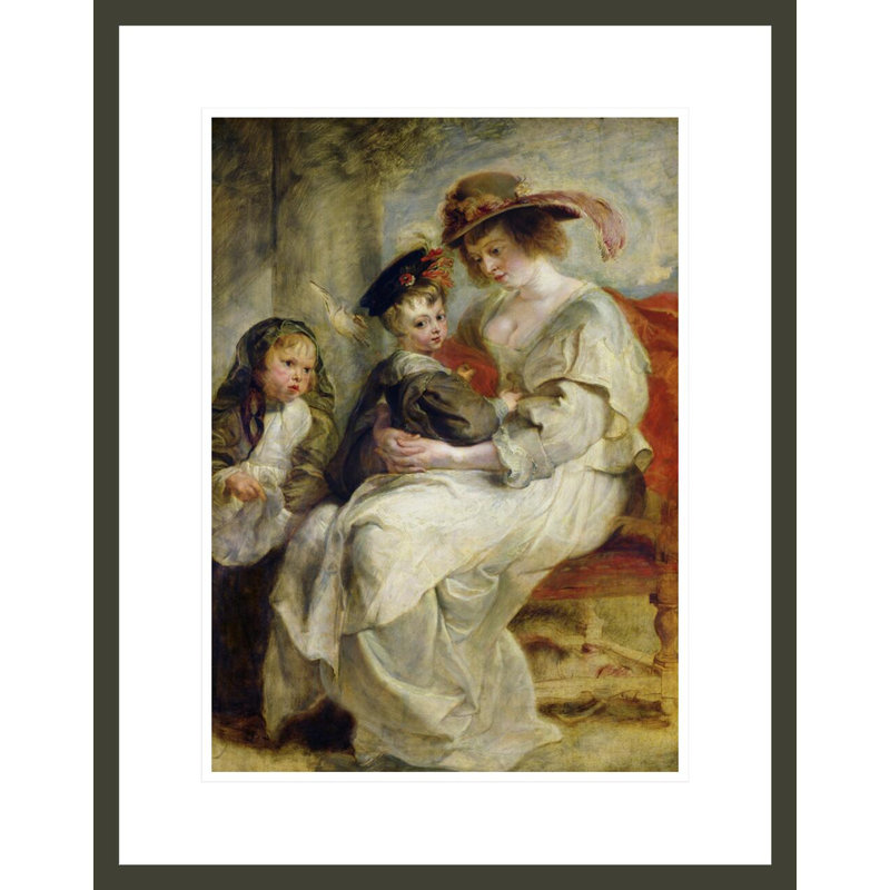 Hélène Fourment (1614-73) avec deux de ses enfants, Claire-Jeanne et François, par Peter Paul Rubens, impression giclée encadrée