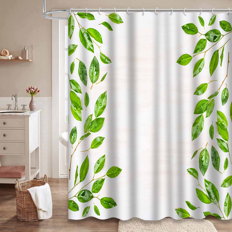 Rideau de douche avec 12 crochets Beautiful Water Leaves, L 72 po x l 72 po
