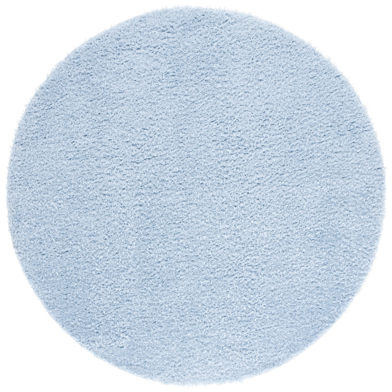 Lindsay Shag Performance Solid Color Rug, Round 6'7", Aqua