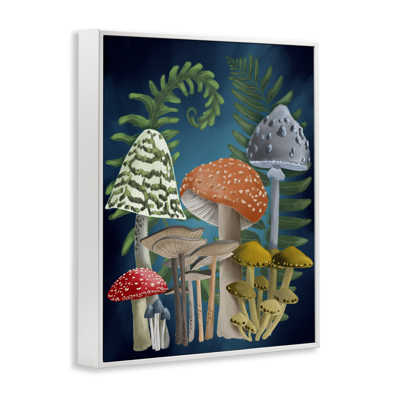 «Curling Ferns & Mushroom», art giclée par Regina Moore, Estampe numérique encadrée blanc bord de mer, H 14 po x l 11 po