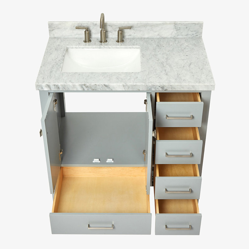 Ensemble de meuble-lavabo simple 37 po Cambridge, Gris, Forme rectangulaire