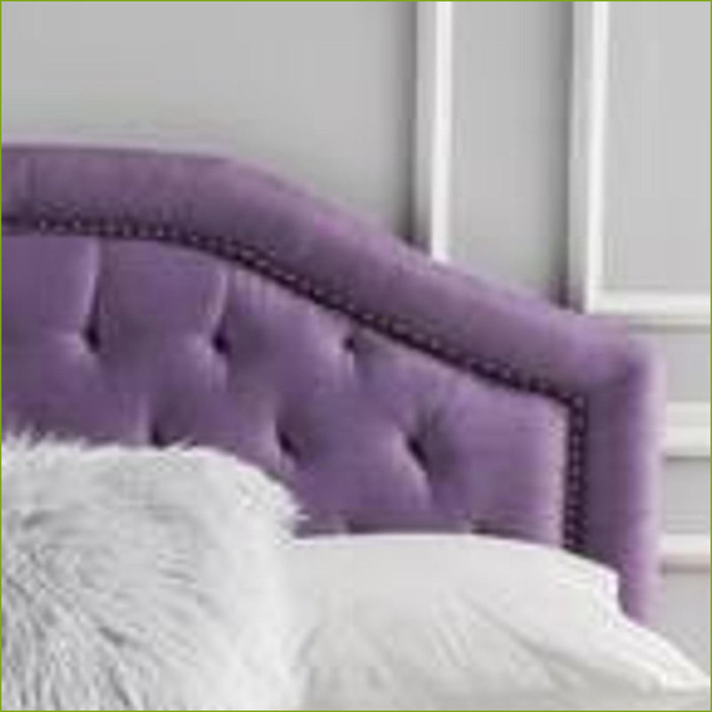 Full Size Upholstered Headboard – Camelback Design with Button Tufting, Nailhead Accents &amp; Adjustable Legs for Bedroom